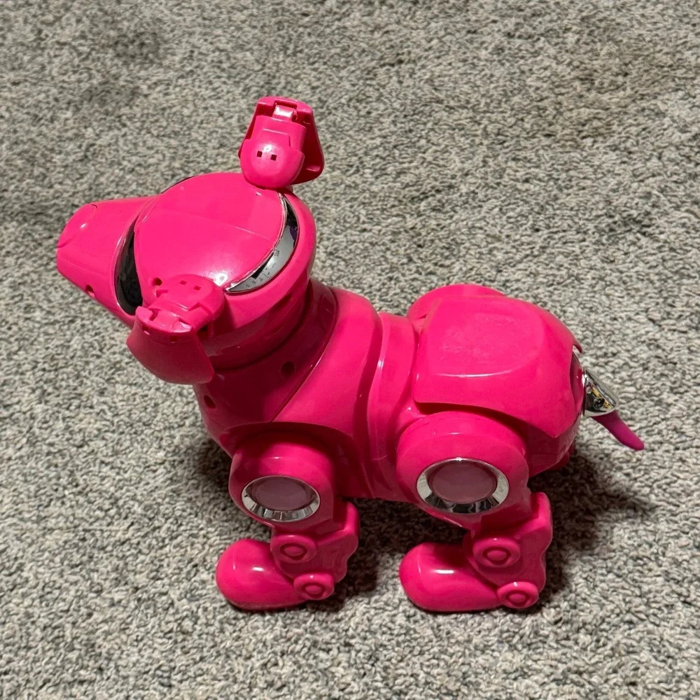 Vintage Pink Robot Dog Interactive Electronic Toy Light Up Eyes Tested Works